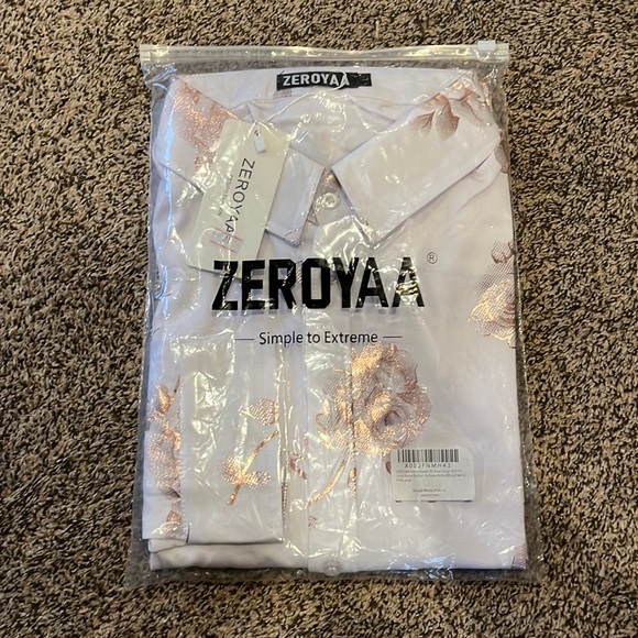 Zeroyaa Men’s Hipster 3D Rose Large Dress Shirt - Picture 3 of 5